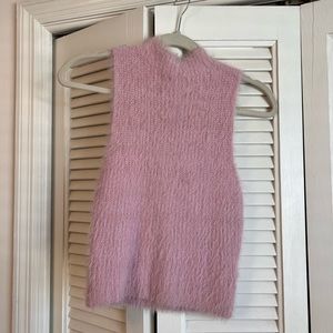 Zara fuzzy pink high neck tank